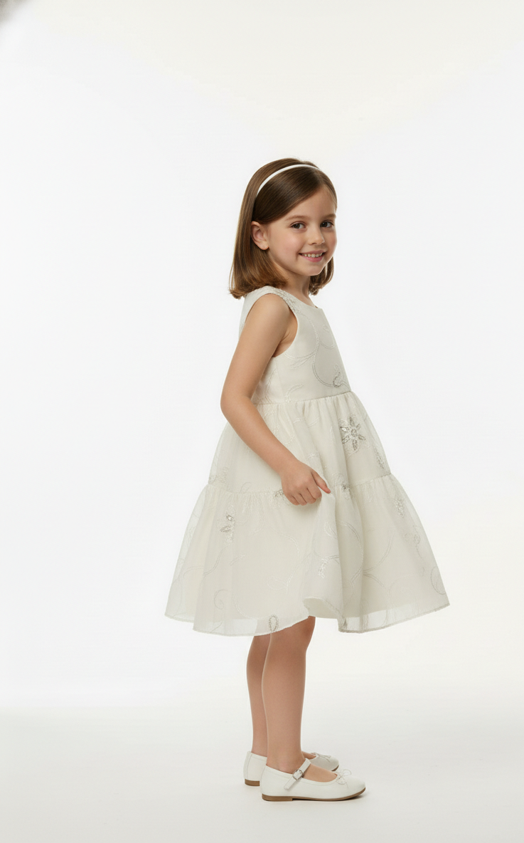 Sequin Flower Tiered Kids Frock