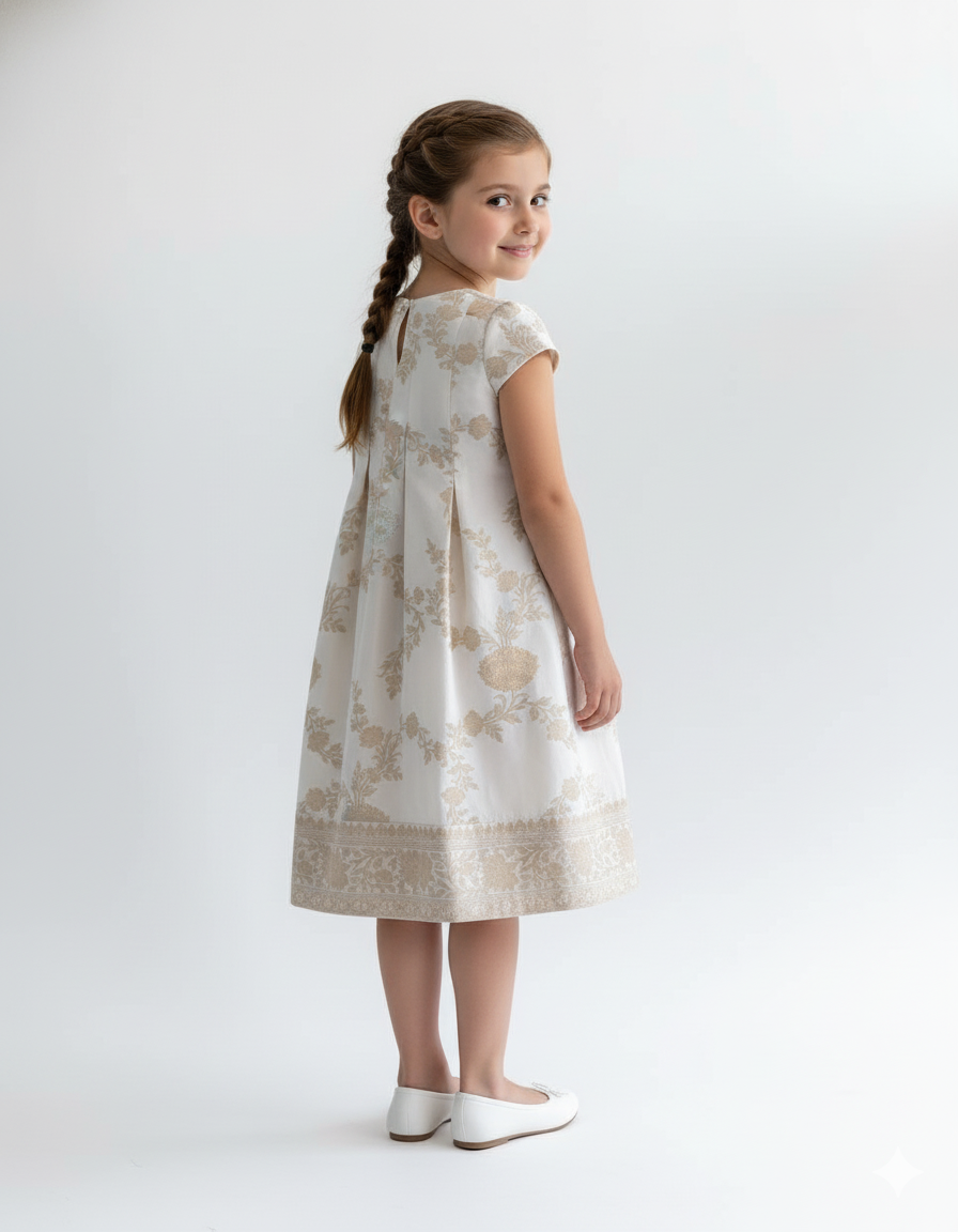 Gold Leaf Tissue Kids Frock