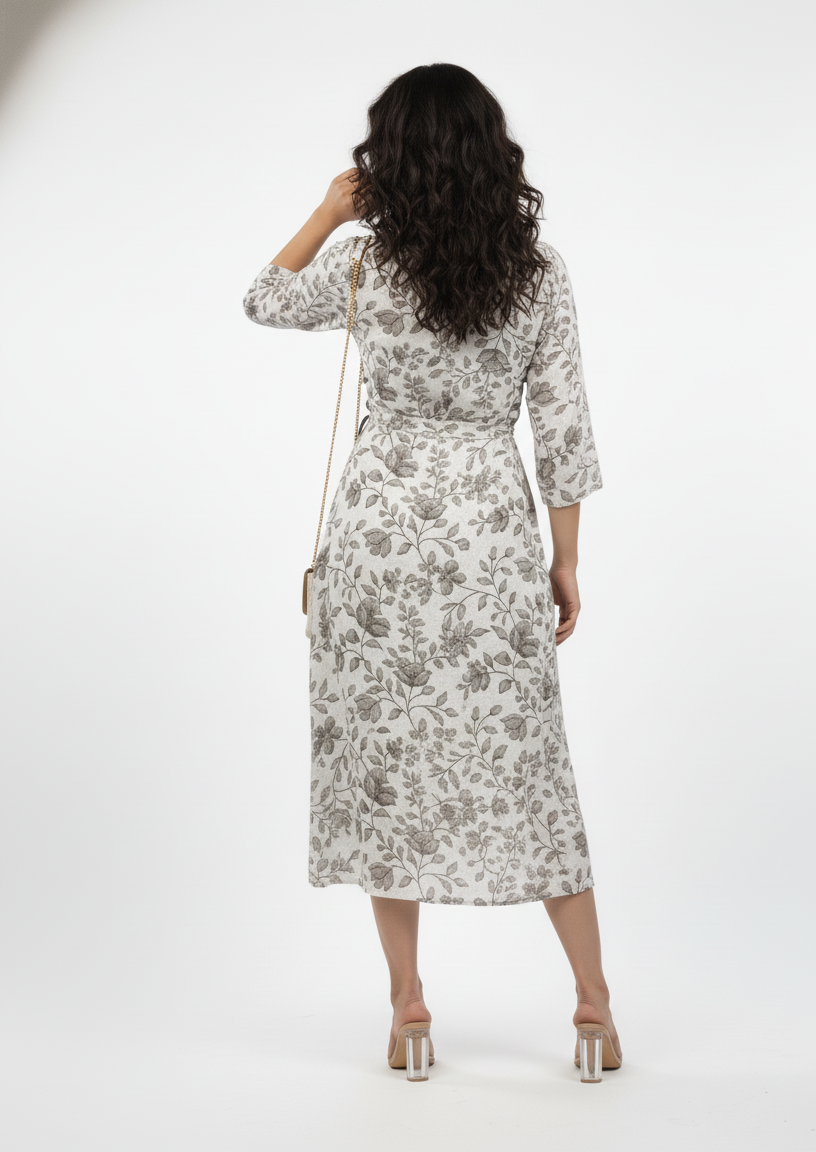 Tie-Waist Cotton Midi Dress