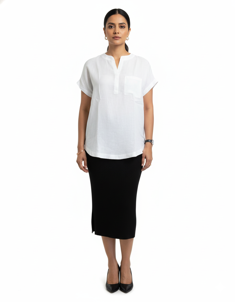 Seamless Linen Mandarin Top