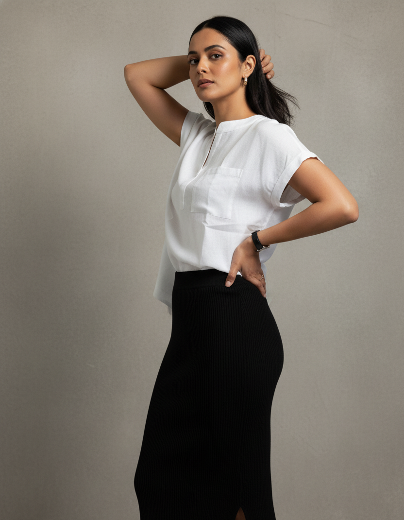 Seamless Linen Mandarin Top