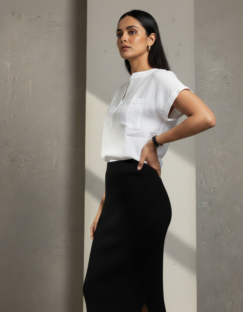 Seamless Linen Mandarin Top