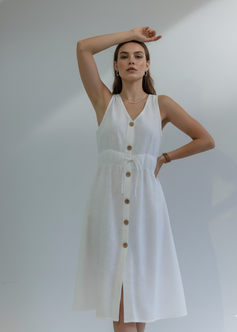 Aurelie Hakoba Button-Front Dress