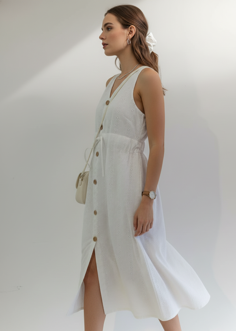 Aurelie Hakoba Button-Front Dress