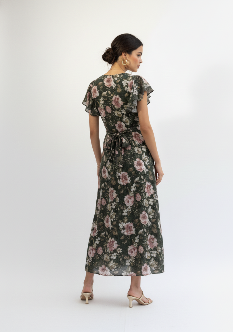 Flora Belted Cotton Midi Dress
