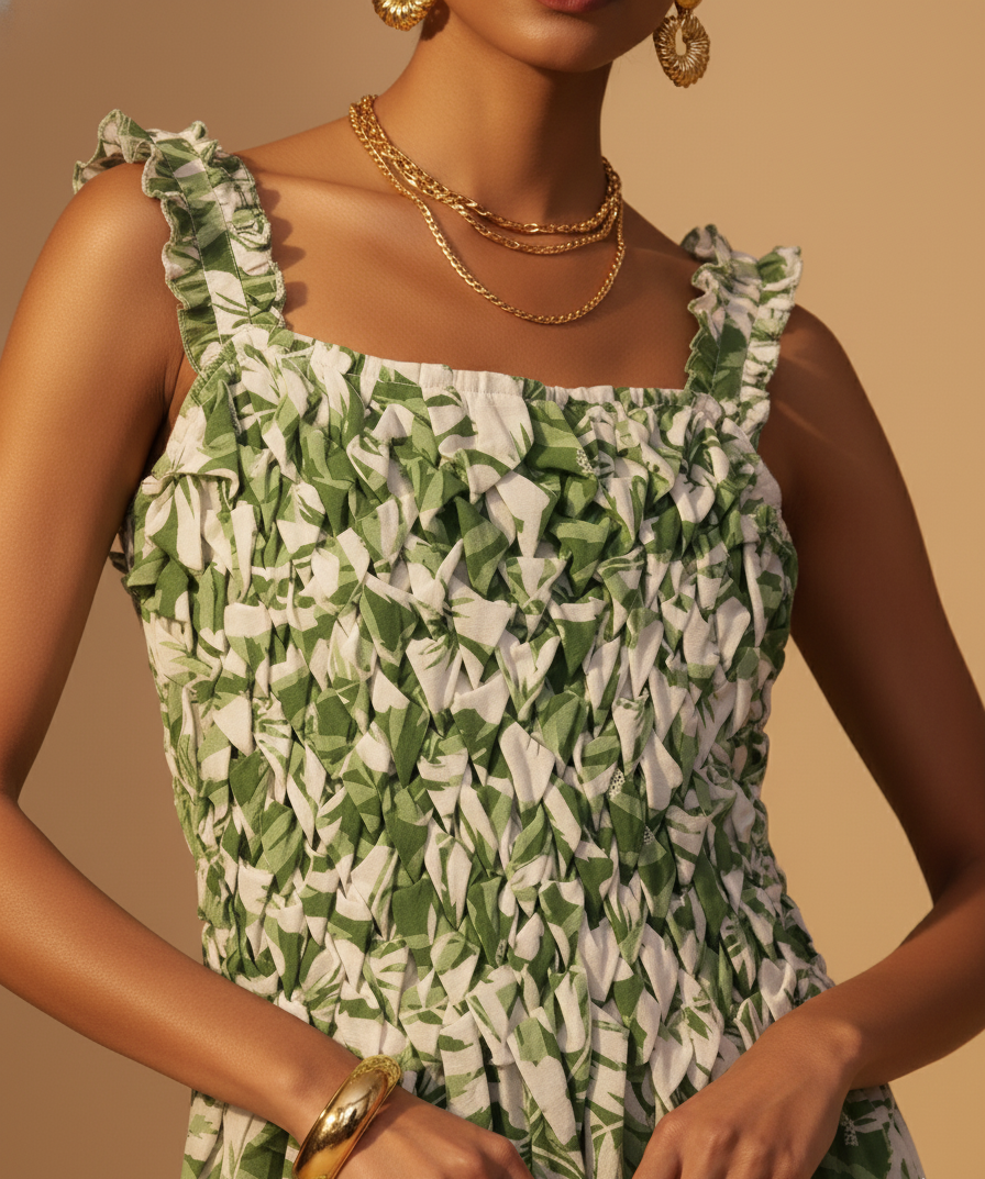 Sylvie Smocked Cotton Maxi Dress