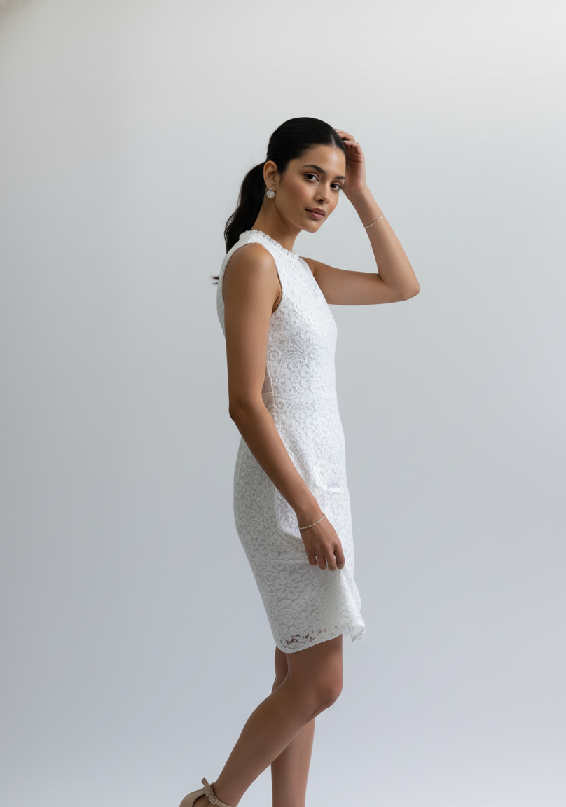 Isolde Lace Satin Mini Dress