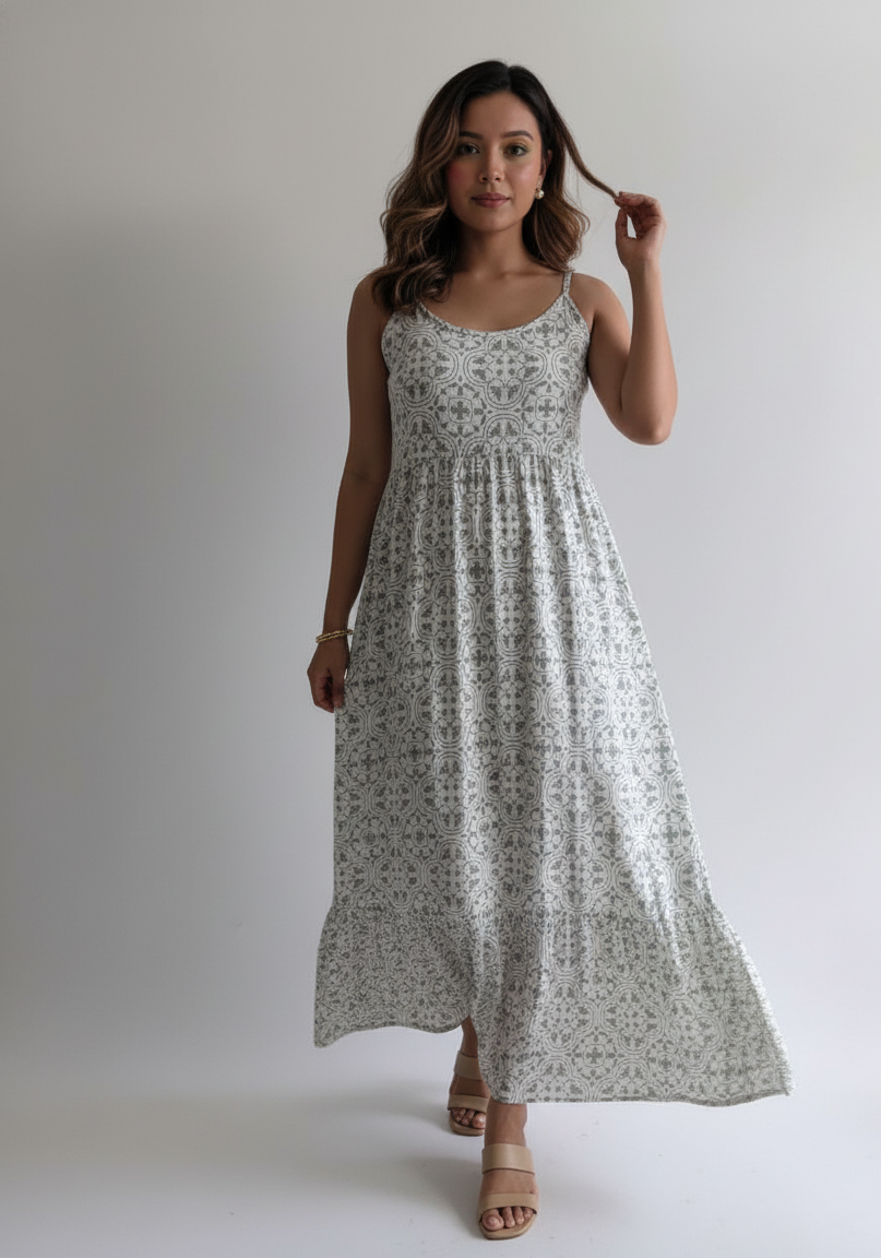 Luna Printed Cotton Maxi Dress