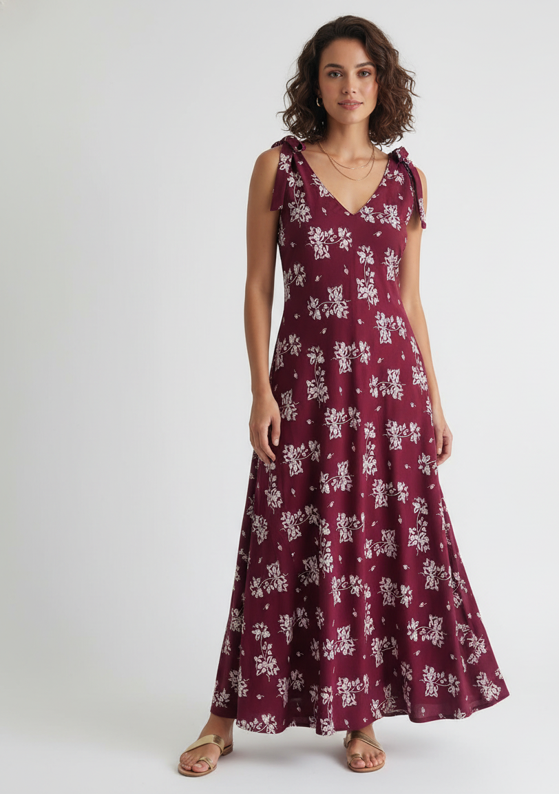 Maribel Floral Bow Maxi Dress