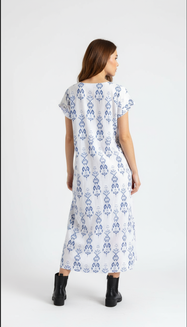 Alba Calf-Length Pintuck Dress