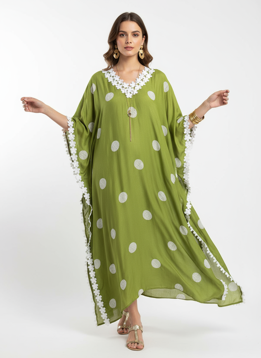 Embroidered Jute Silk Kaftan