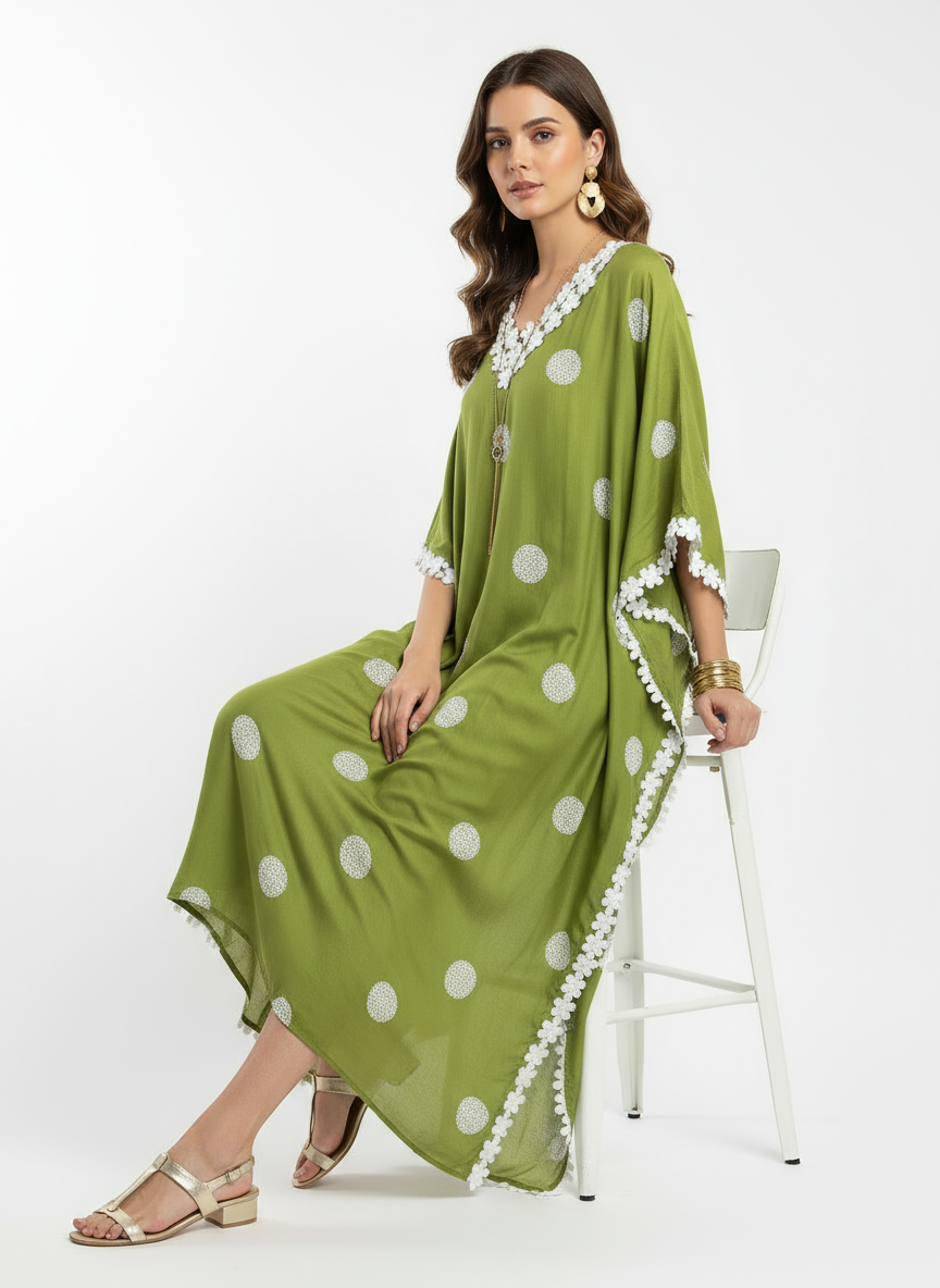 Embroidered Jute Silk Kaftan