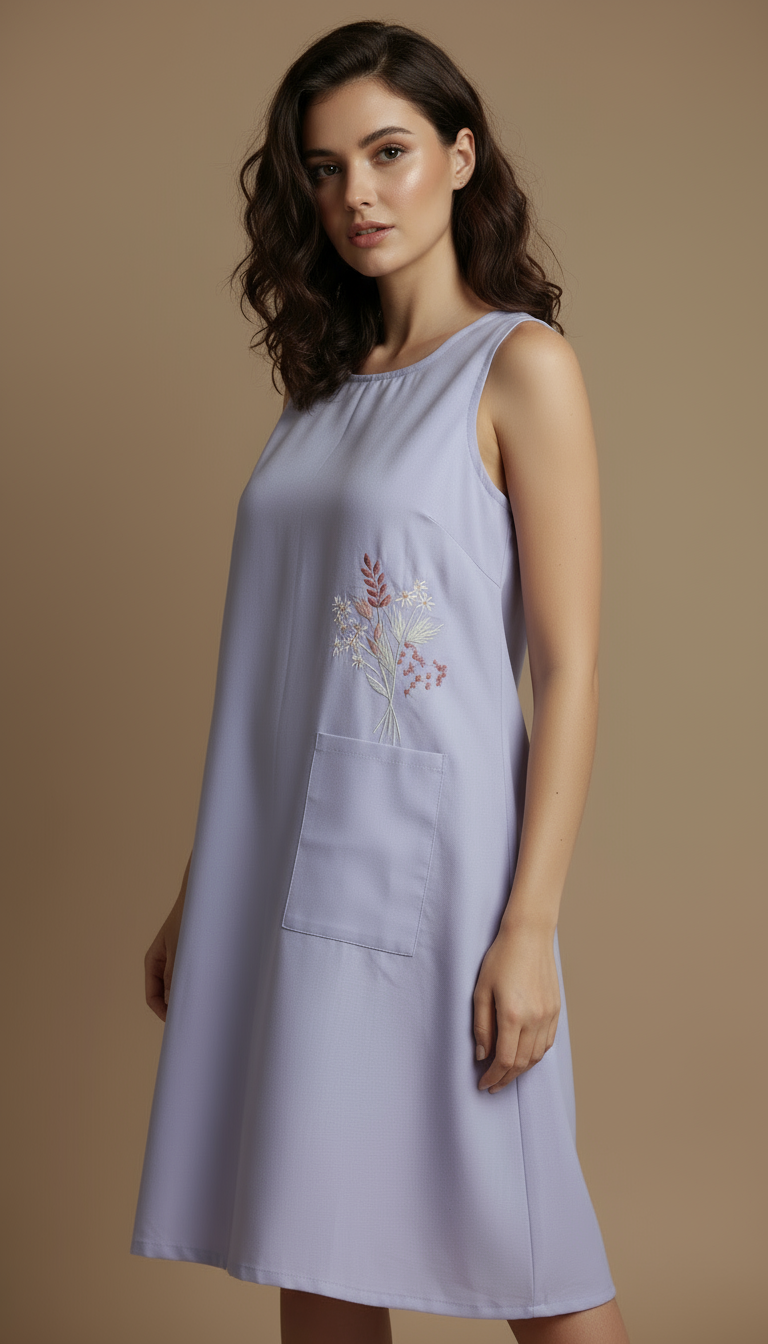 Elara Embroidered Cotton Midi Dress