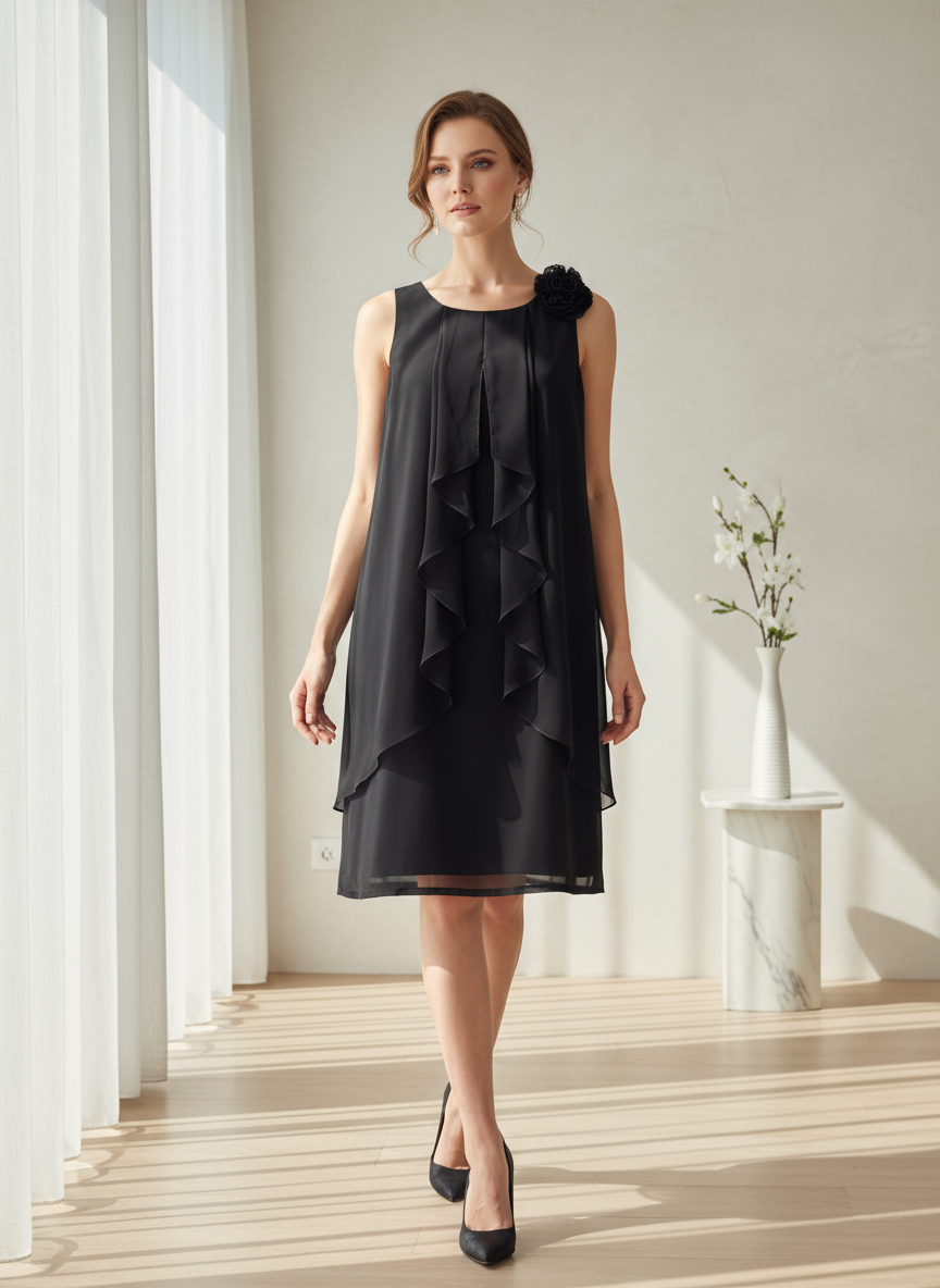Noir Florale Georgette Dress