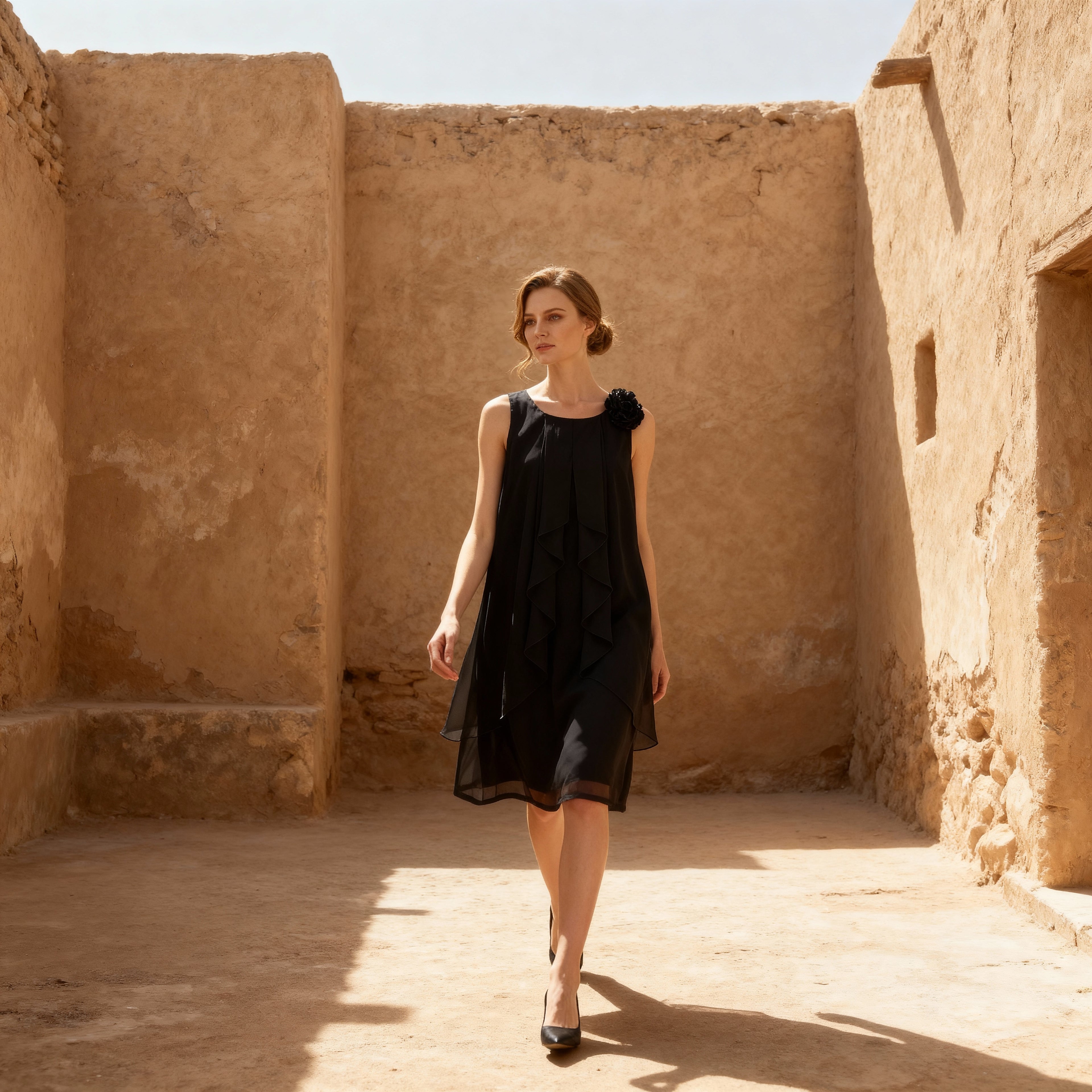 Noir Florale Georgette Dress