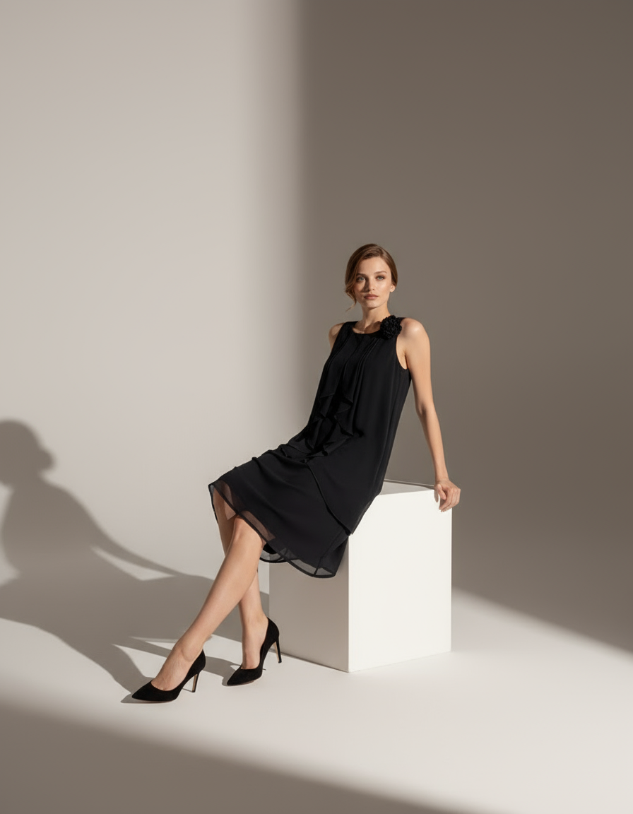 Noir Florale Georgette Dress