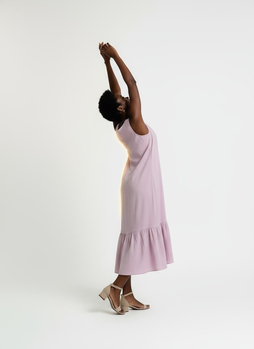 Pink Linen Tiered Dress