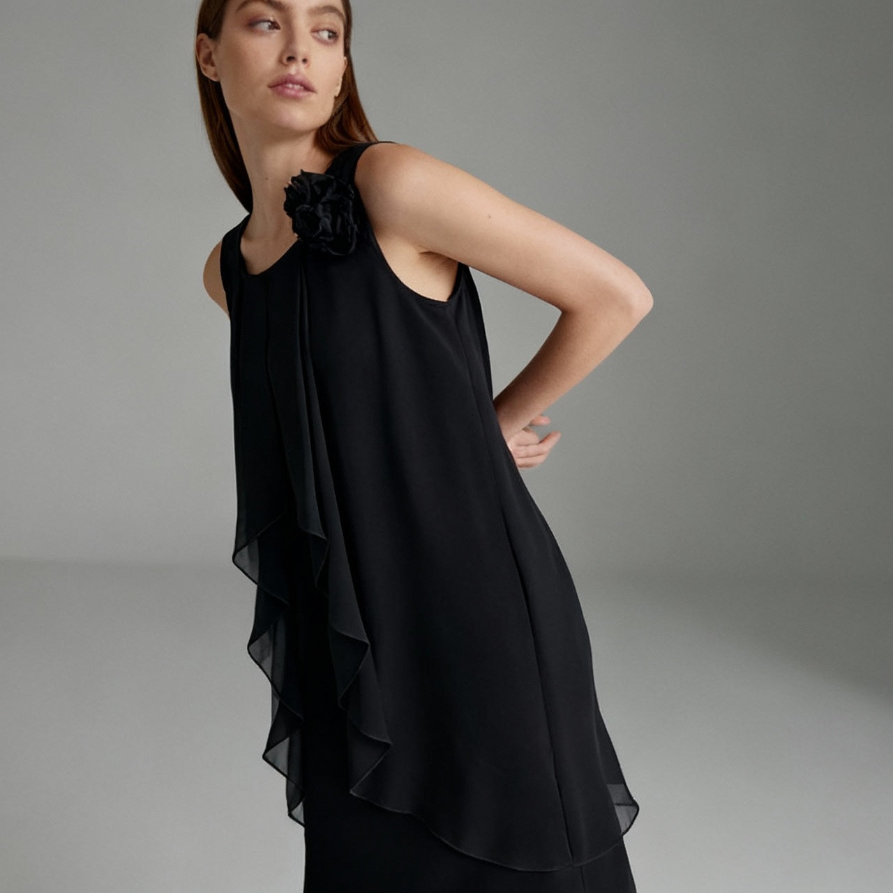 Noir Florale Georgette Dress