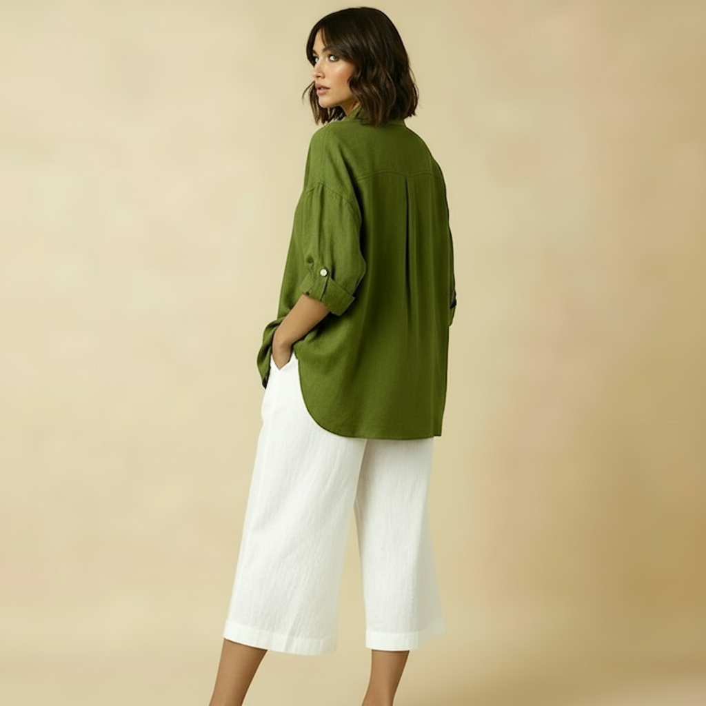 Tailored Linen Calf-Length Pants