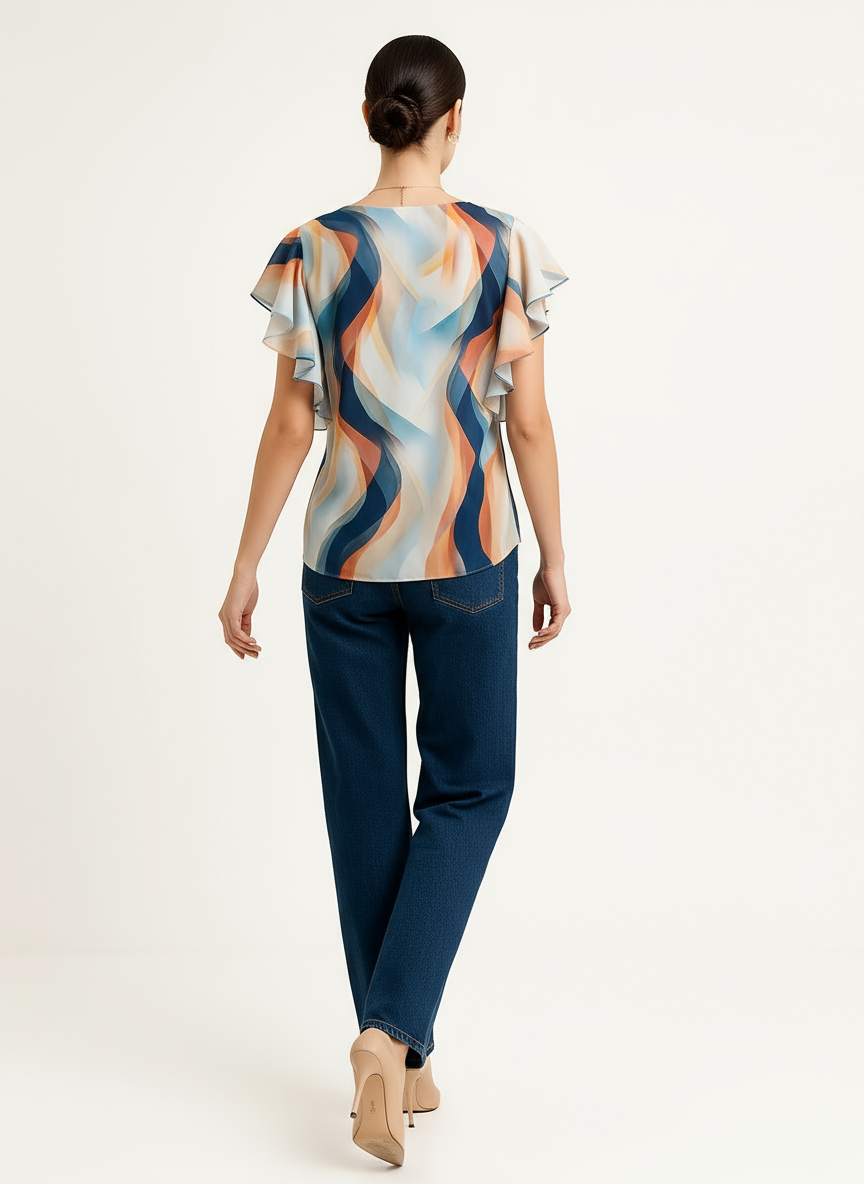Multi-Print Cowl Blouse
