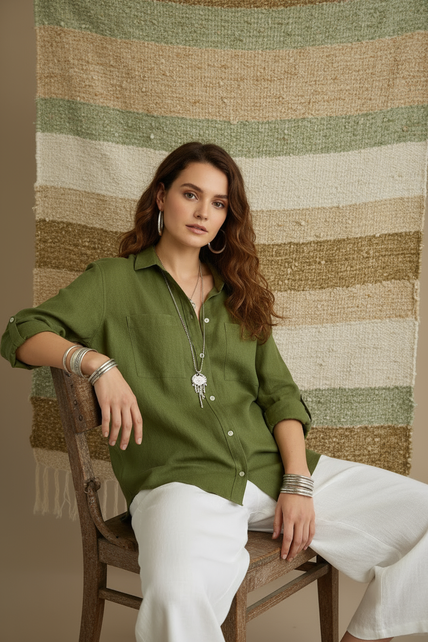 Tailored Linen Calf-Length Pants