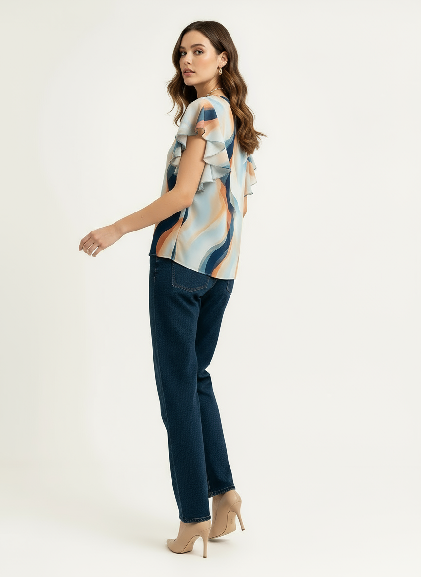 Multi-Print Cowl Blouse
