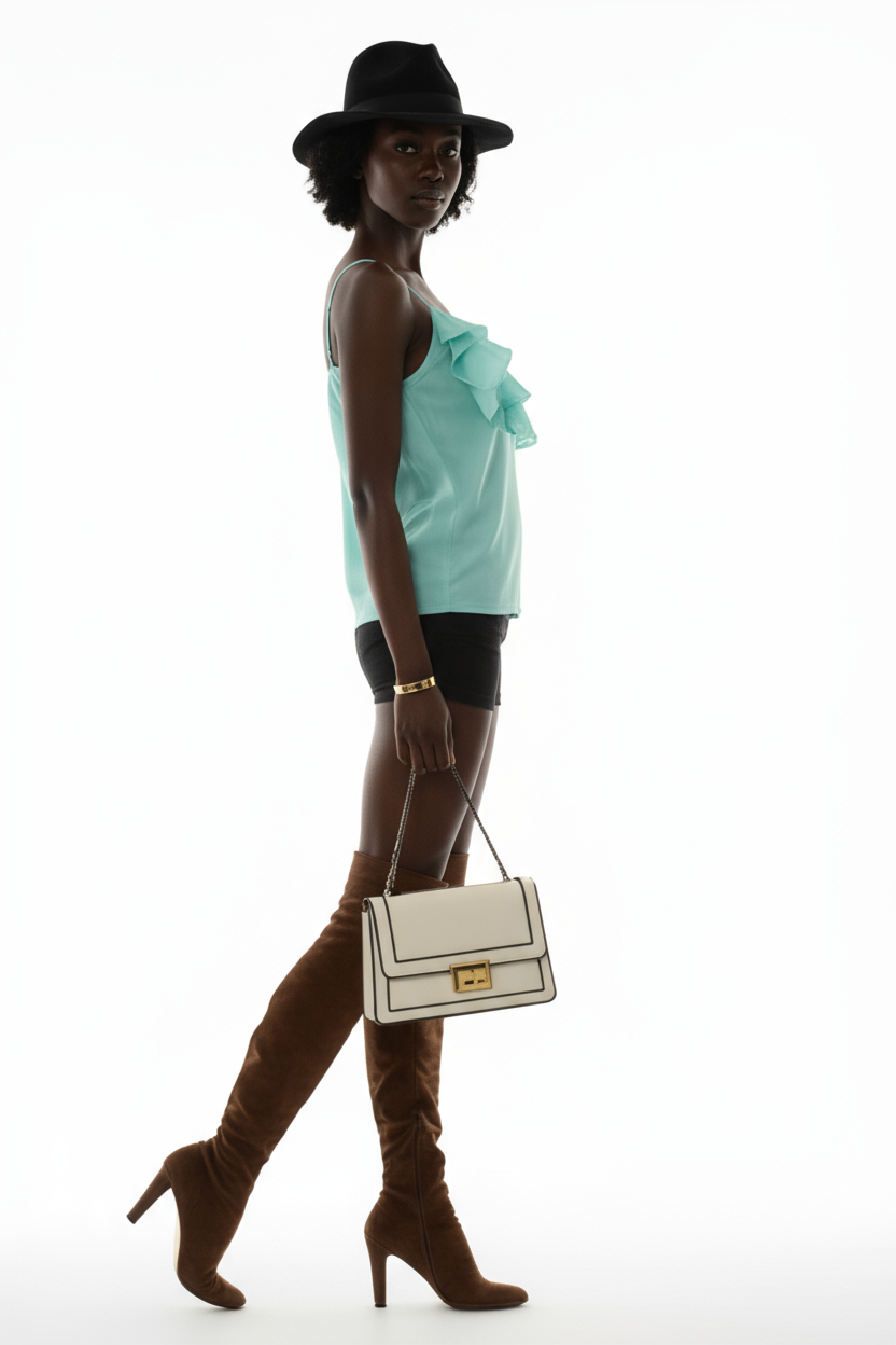Ruffled V-Neck Chiffon Top