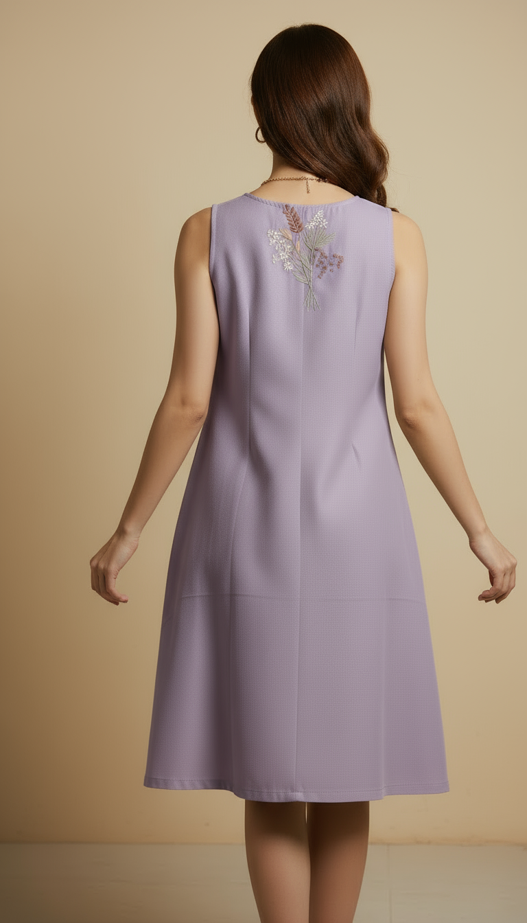 Elara Embroidered Cotton Midi Dress