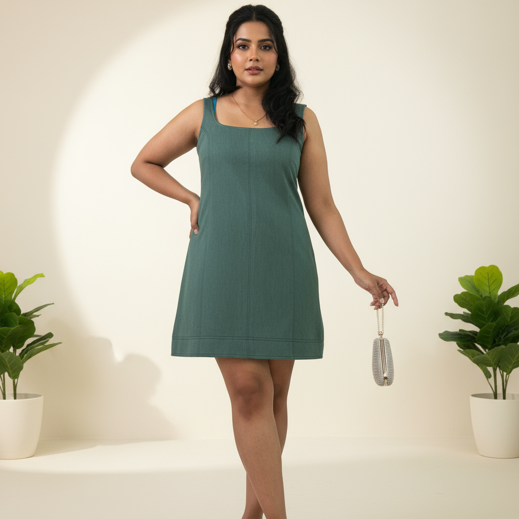 Isla Sage Denim Mini Dress