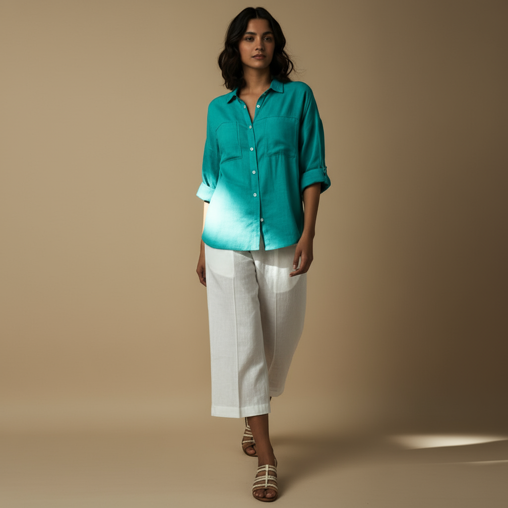 Tailored Linen Calf-Length Pants
