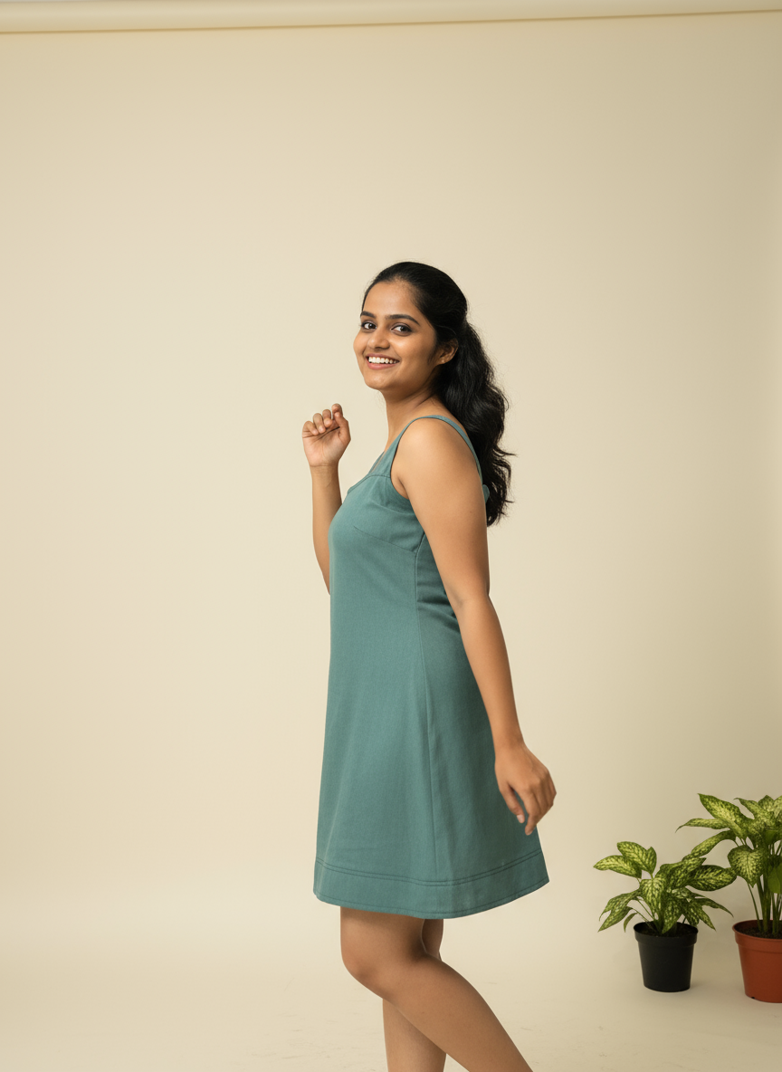 Isla Sage Denim Mini Dress