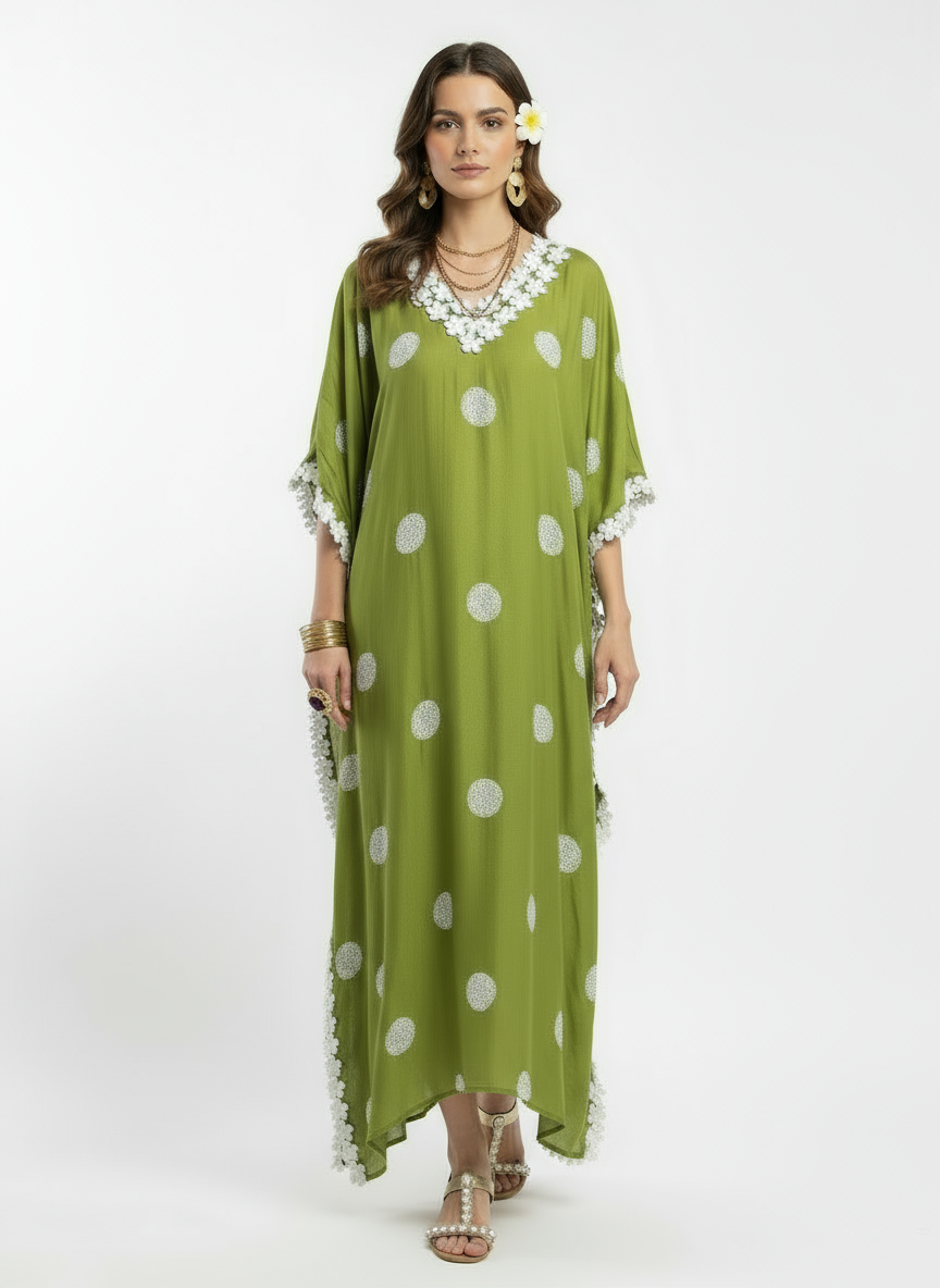 Embroidered Jute Silk Kaftan