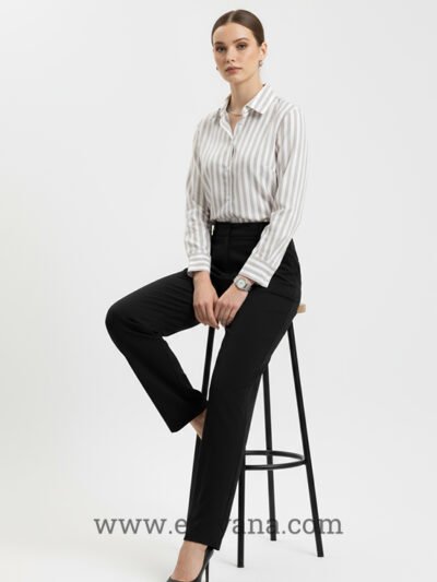 Gold-Stripe Linen Formal Shirt