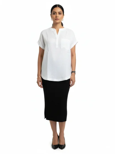 Seamless Linen Mandarin Top