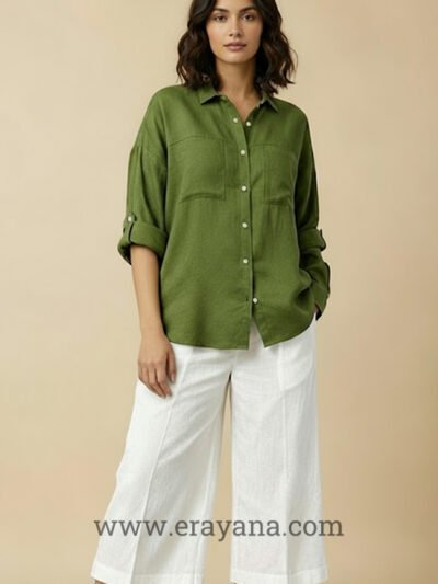 Tailored Linen Calf-Length Pants