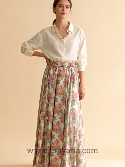 Gold Foil Cotton Print Kali Skirt
