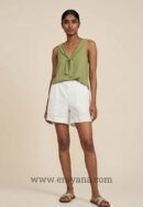 Box-Pleated Linen Shorts