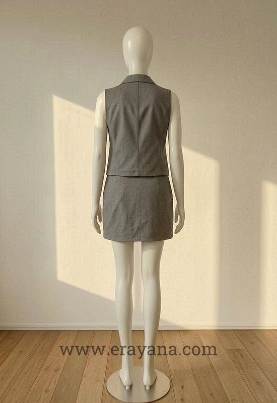Utility Flap Pocket Grey Denim Mini Skirt - Image 2