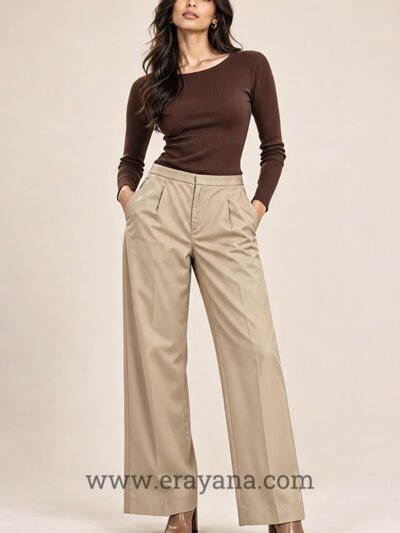 Korean Broad Fit Trousers – Beige