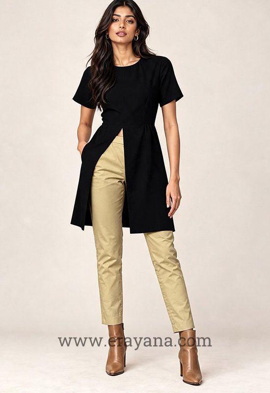 Golden Cotton Silk Straight Pants - Image 3