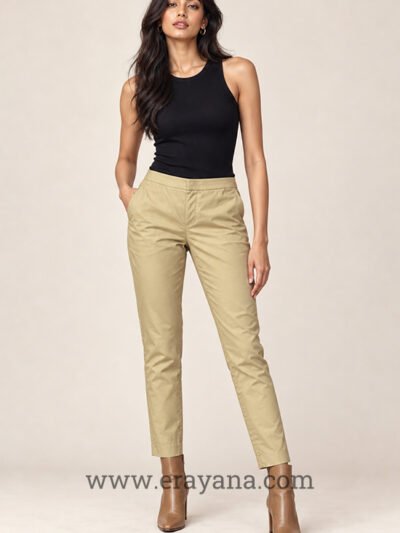 Golden Cotton Silk Straight Pants