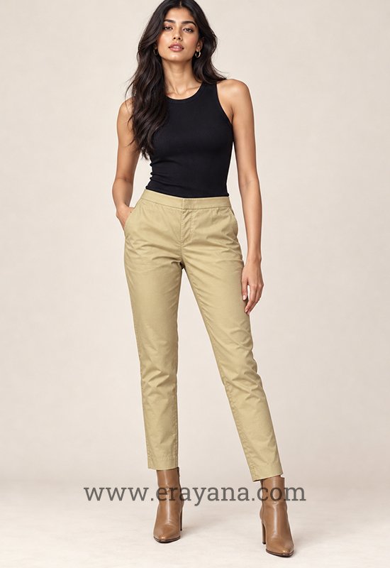 Golden Cotton Silk Straight Pants