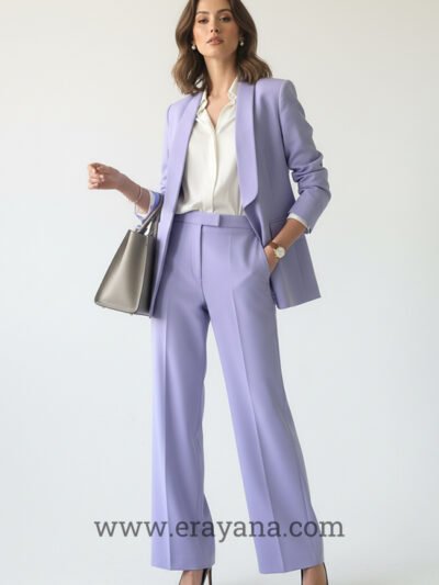 Premium Purple Cotton Blazer & Pant Set