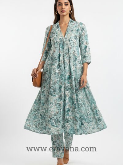 Floral A-Line Kurti Set