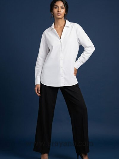 Soft Giza Cotton V-Neck Formal White Shirt