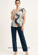 Multi-Print Cowl Blouse