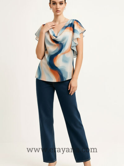 Multi-Print Cowl Blouse
