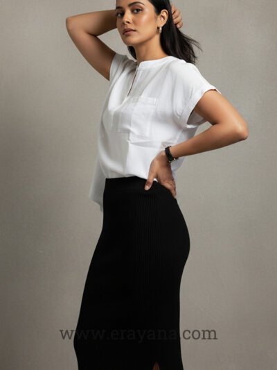 Seamless White Linen Mandarin Top