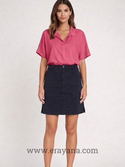 V-Neck Collared Rayon Top