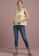 Kora Cotton Resham Embroidered Sleeveless Top